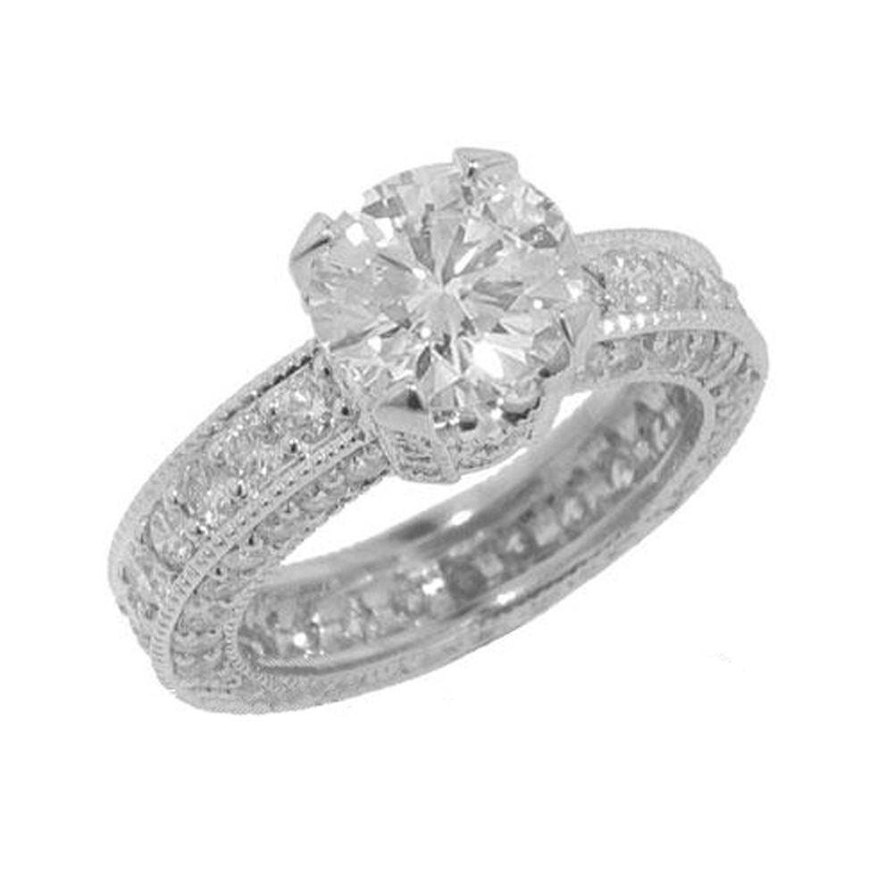 5.24ct Round Diamond Engagement Ring Band F/Vs2 Gal Cer